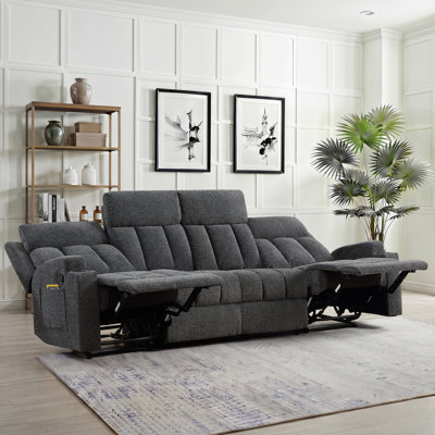 4-Seater Manual Recliner Sofa With Cup Holders & Pocket Storage