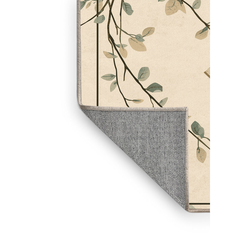 Tapis géométrique beige lavable à la machine Orlandra Eucalyptus, 8 x 10