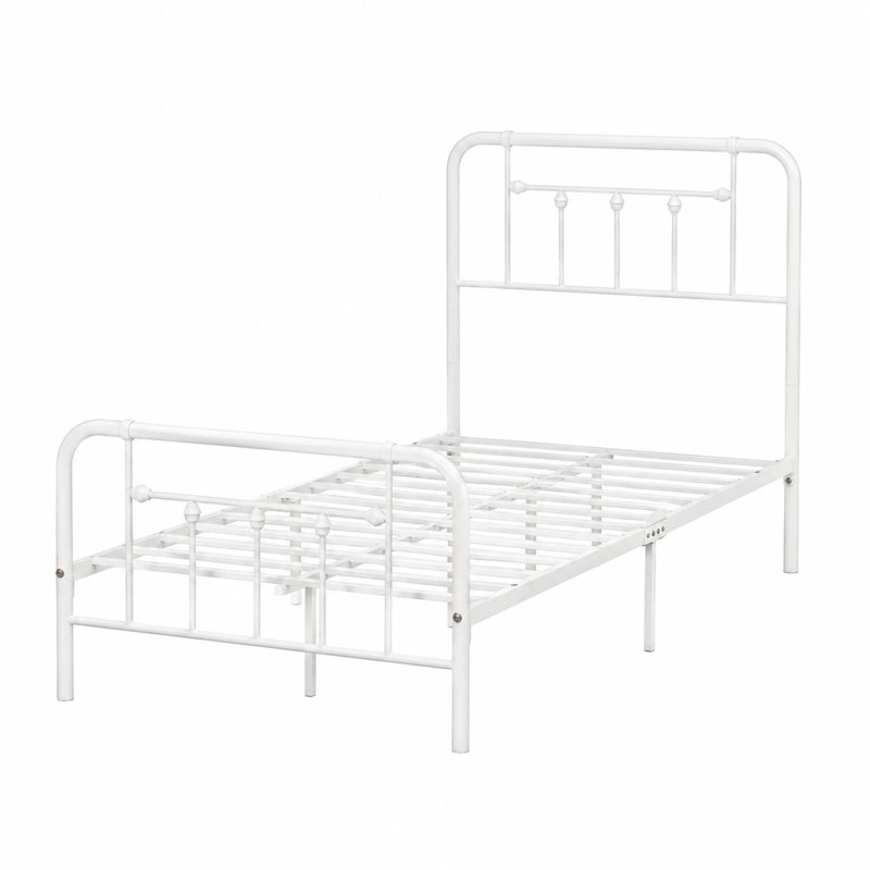 Nelya Metal Platform Bed, Twin, White