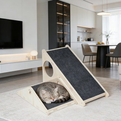 Rampe à griffer 2 en 1 avec lit douillet pour chat 2 en 1