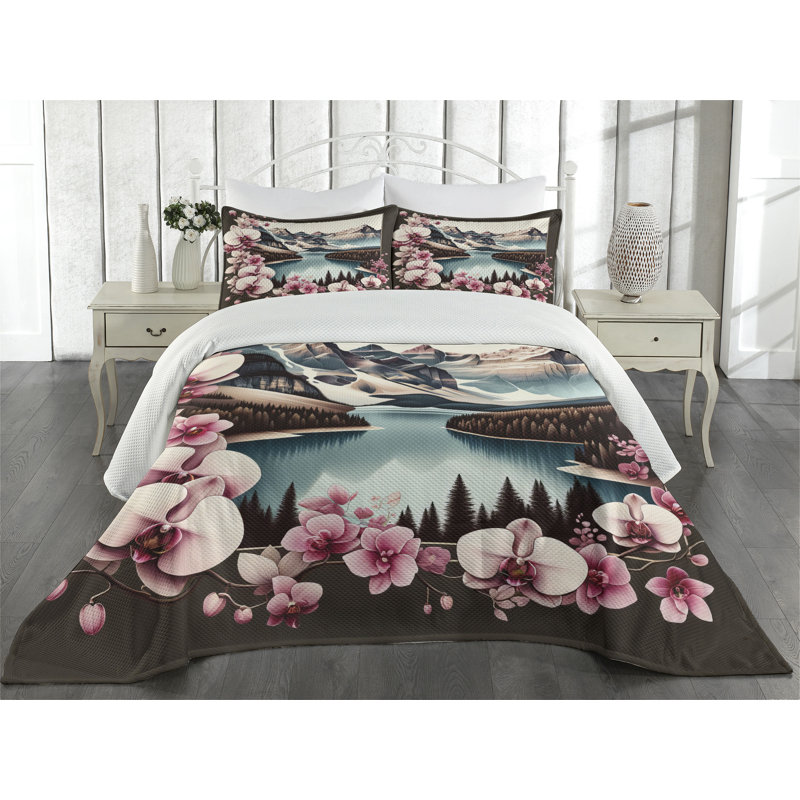 Polyester Floral Coverlet, Queen Coverlet + 2 Standard Shams
