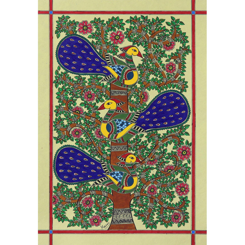 Suspension murale en polyester majestic trio madhubani