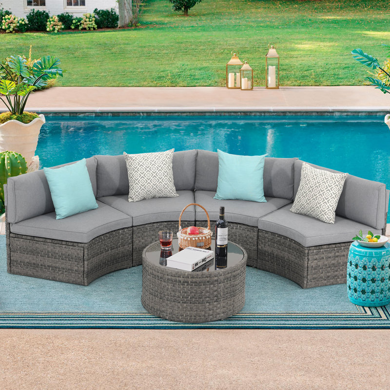 Rasmus 4 - Person Modular Patio Conversation Set with Cushions, Gray/Gray