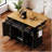 54Inch Large Kitchen Island With Rubber Wood Drop Leaf, Embossed Texture Rolling Cart On 4 Wheels, Ample Storage For Kitchen And Dining Room