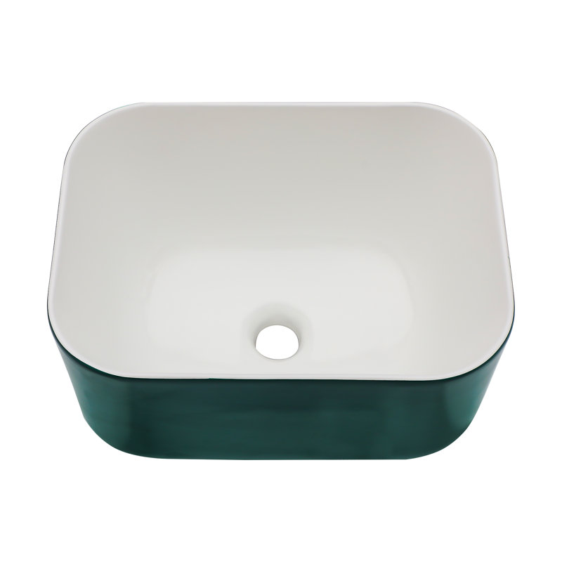 Lavabo de salle de bain rectangulaire en céramique 12 po APRESSHUI, Vert