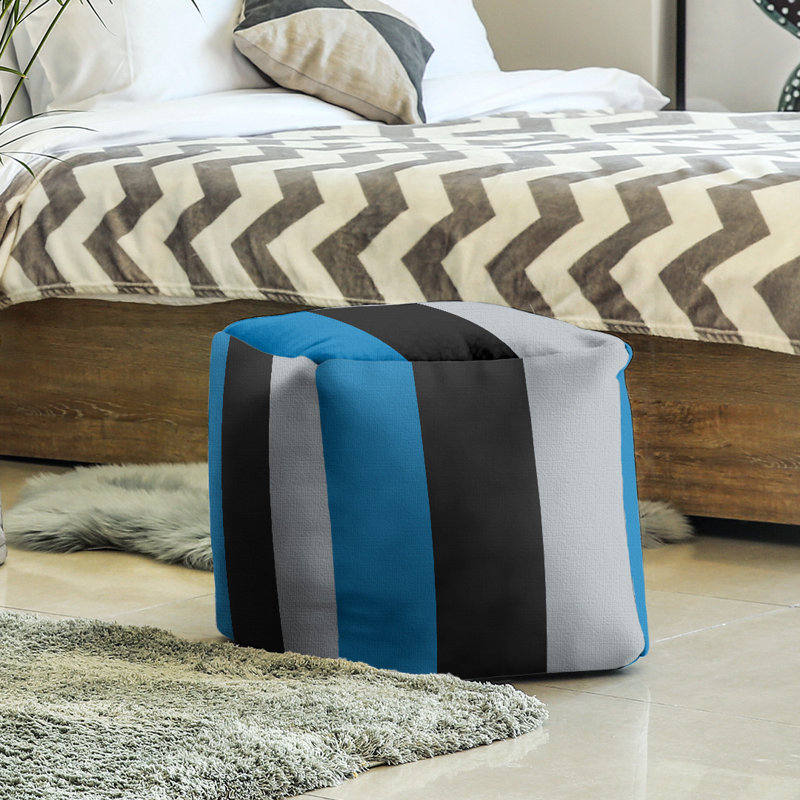 Repose-pieds cubique Tennessee, H 13 po x l 13 po x P 13 po, Bleu / noir / argent