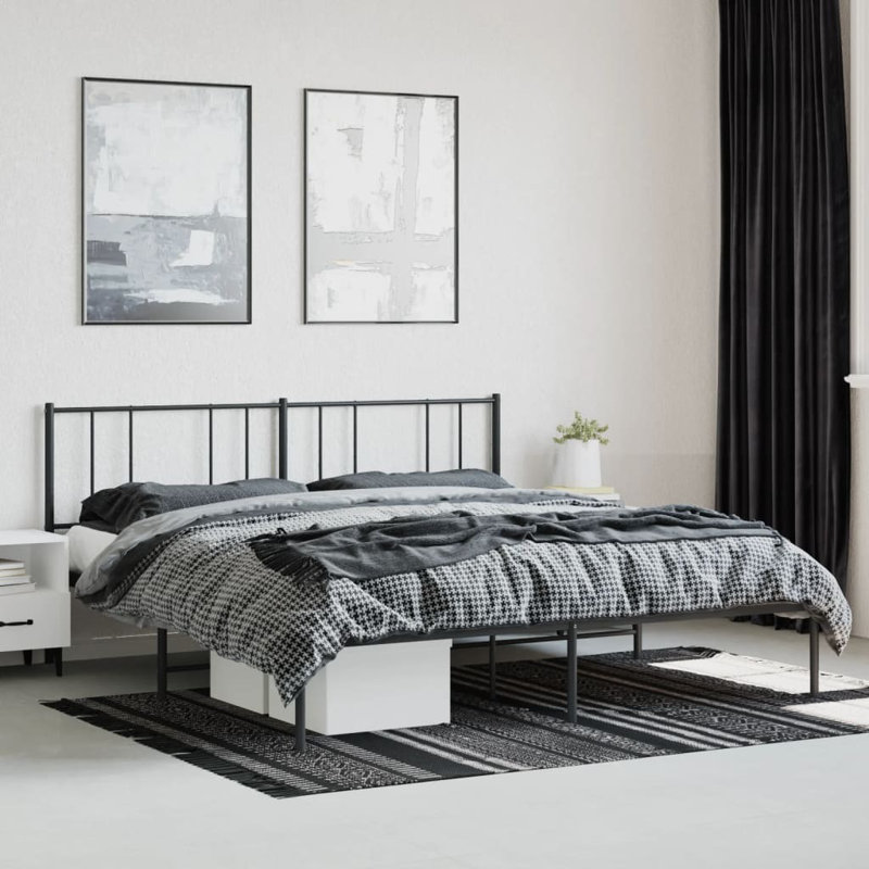 Lokesh Metal Bed, 183 x 213cm, Black