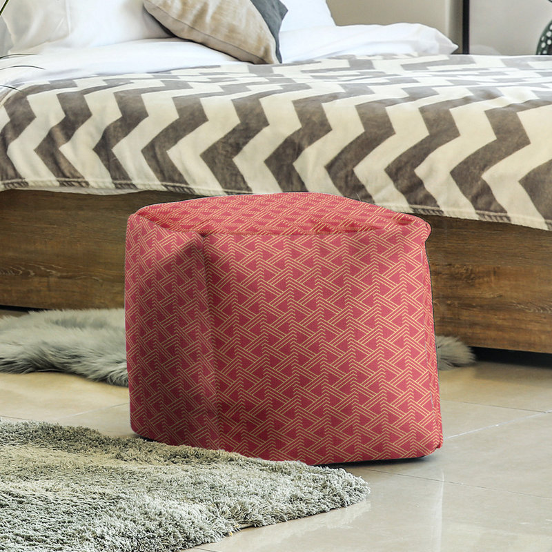 Repose-pieds cube à motif zag full color zig, Rouge / Jaune