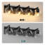 Luminaire de meuble-lavabo industriel 4 lumières, noir mat avec abat-jour en verre transparent
