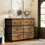 Commode à 8 tiroirs avec plateau en bois et tiroir en tissu Ojaswi-1784765748