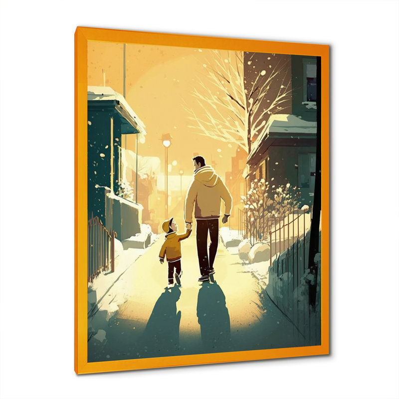 «Father Love in Winter Times», reproduction sur toile, H 32 po x l 16 po x P 1 po, Impression dorée sur toile encadrée