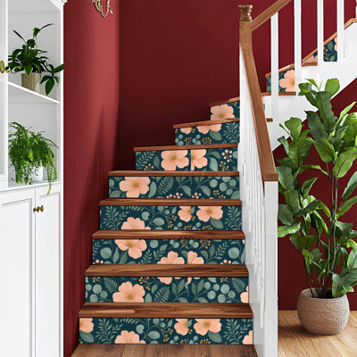 Papier peint auto-adhésif à motif de fleurs d'hibiscus à motif de fleurs sans soudure autocollant et amovible 24 po x 118 po (60 po x 300 cm)
