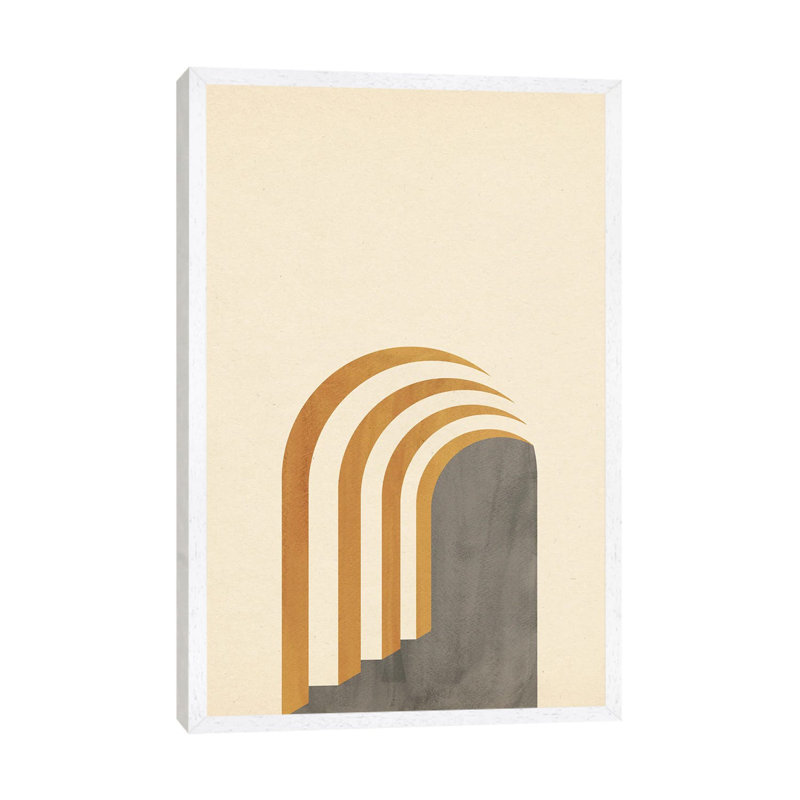 Abstract Architecture 1 Piece Painting on Canvas, 101.6cm H x 66.04cm W x 3.81cm D, White Framed