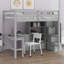 Lit mezzanine avec bureau en L et tiroirs, armoire et escalier de rangement-743351447