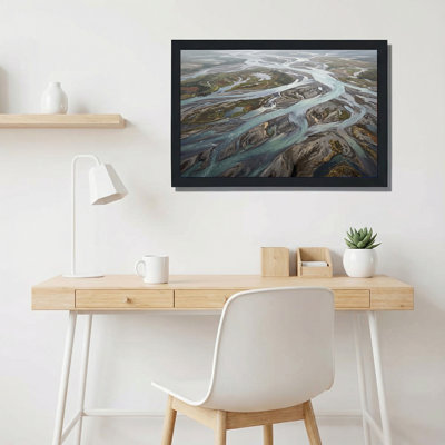 «Turquoise tressé rivière qui coule à travers paysage rocheux», art mural