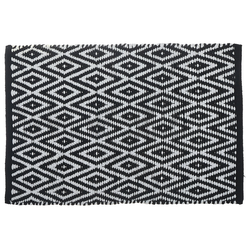 Tapis diamant tissé à la main, L 30 po x L 48 po, Noir, noir, noir, noir