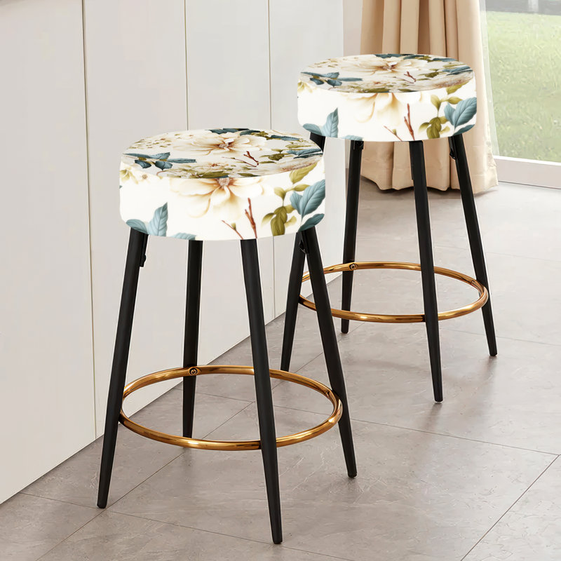 Crème délicate coquelicots fleurs - ensemble de 2 tabourets floraux