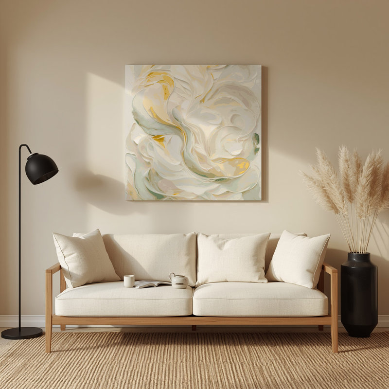 Aquarelle abstraite 63, art mural en métal beige