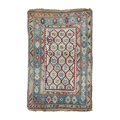 Vintage Shirvan Square Rug With Polychromatic Geometric Patterns - Rug & Kilim