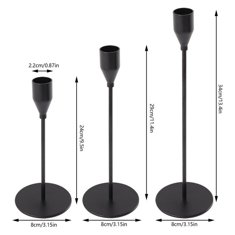 27pcs Metal Tabletop Candle Holder Set, Black