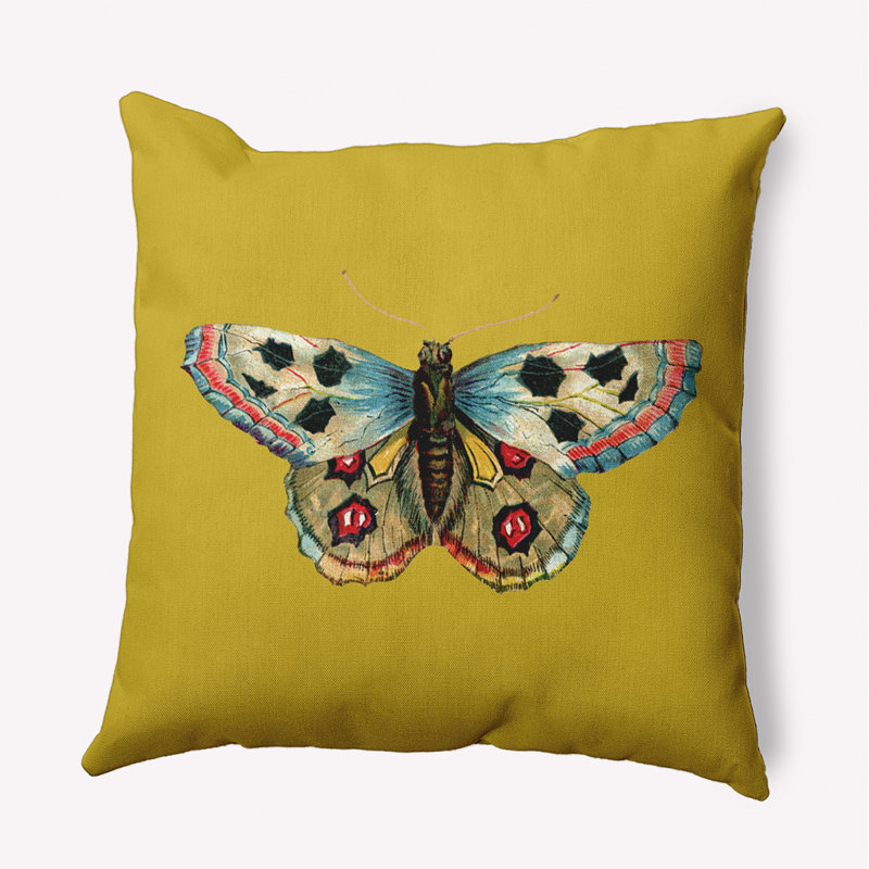 Outdoor Reversible Throw Pillow, 20" x 20", Mustard Yellow