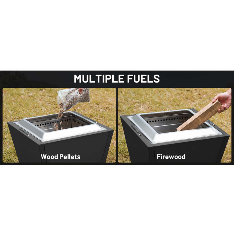 Smokeless Fire Pit,W/Pull-Out Ash Pan,Portable Outdoor Firepits,Carry Handle For Backyard Patio Camping,Stainless Steel