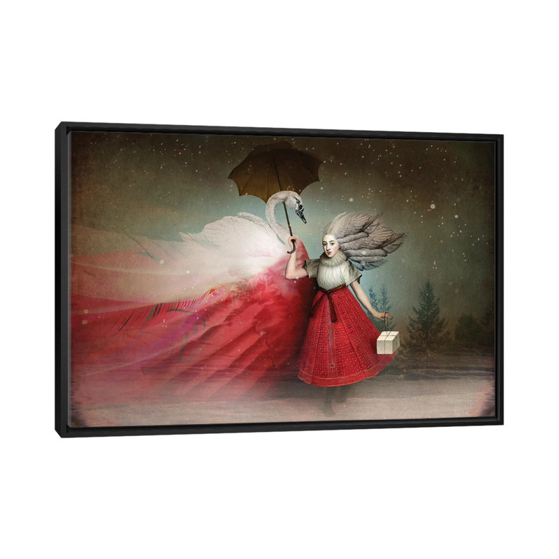 «The Gift» par Catrin Welz-Stein - impression d'art graphique, H 40 po x l 60 po x 1,5 po, Toile avec cadre noir