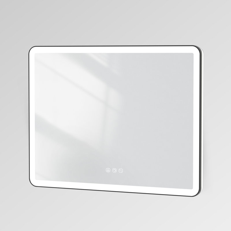 Miroir mural Natalin, 48 po x 36 po, Noir mat, Rectangulaire