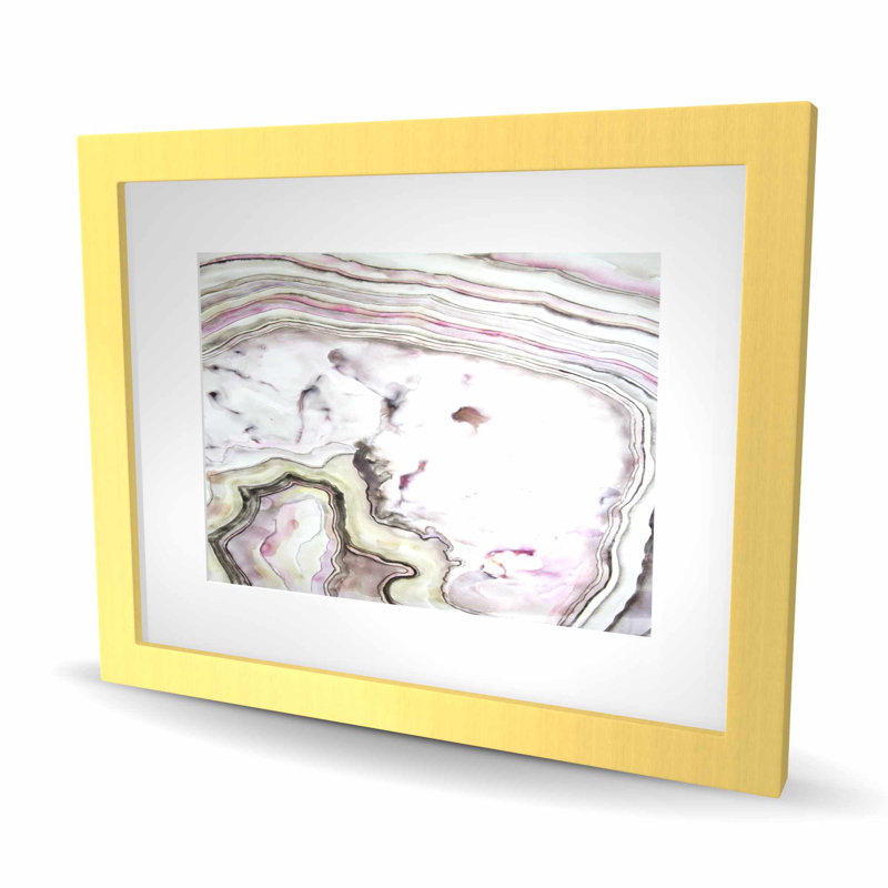 Agate - Minerals Spiritual, reproduction encadrée avec passe-partout | Décoration intérieure, H 16 po x l 20 po, Doré