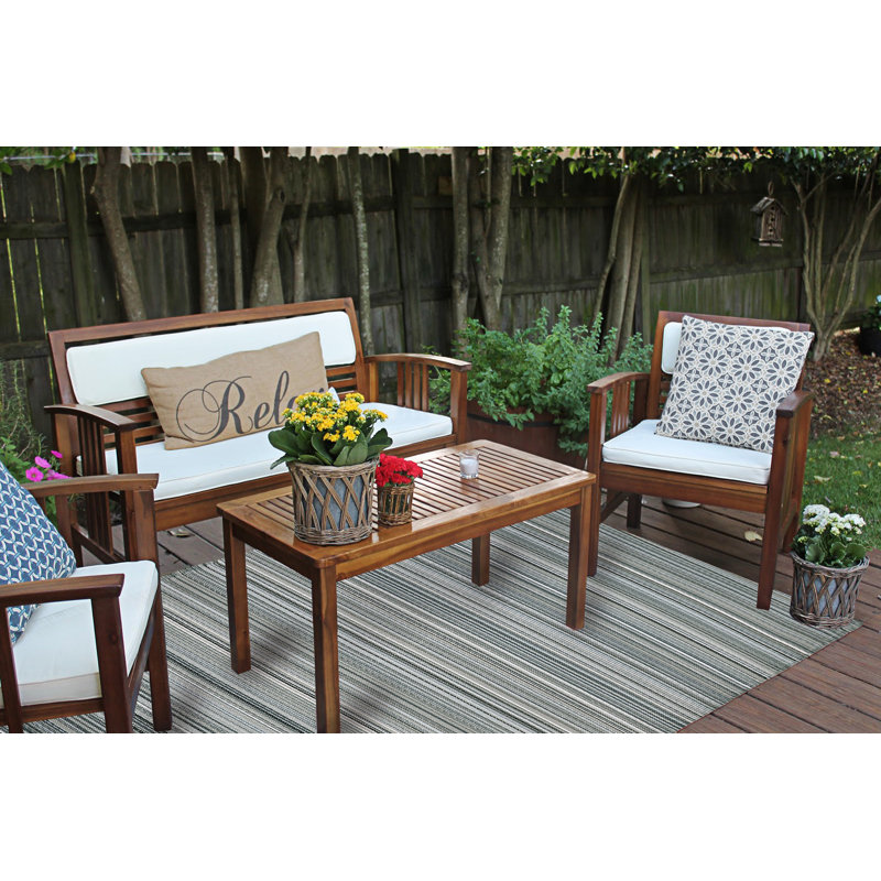 Tapis gris d'intérieur / extérieur à rayures Emeril, Rectangle de 4 pi x 6 pi