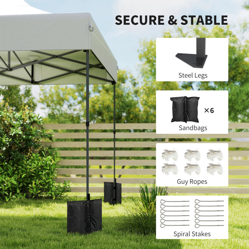10 x 20 ft Pop Up Canopy Tent, Heavy Duty UPF50+ Outdoor Portable Instant Canopy Shelter with Wheeled Carry Bag, Sandbags, Adjustable Height for Parties, Events, Camping, White