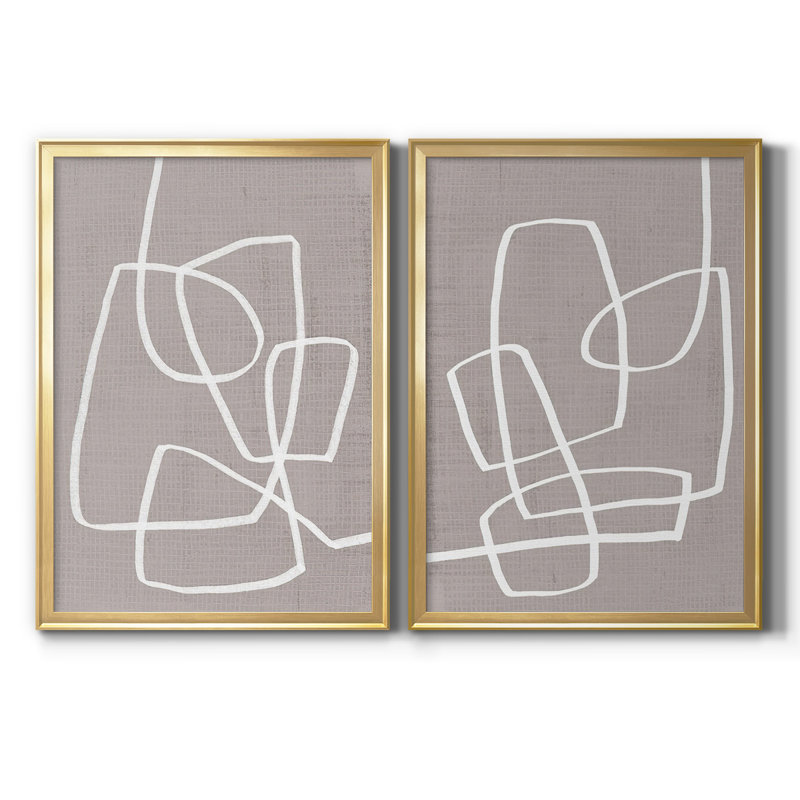 Lin rond rond I, toile de qualité supérieure, prête à être accrochée, H 42,5 po x l 61 po, Impression encadrée, Doré
