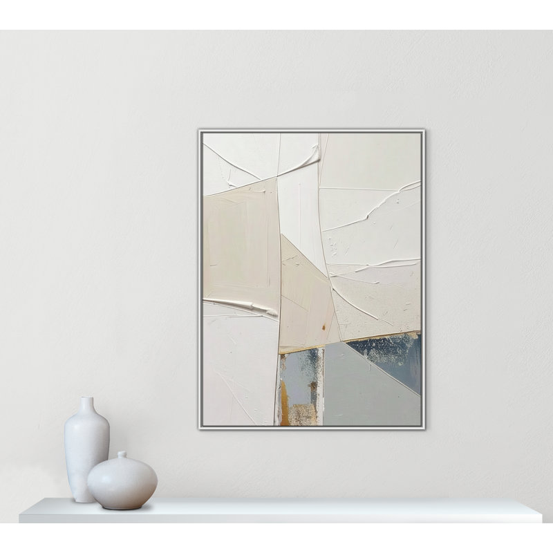 «Plastering II» par Alonza Saunders, Toile avec cadre, 37.5'' W x 49.5'' H, Flotteur blanc