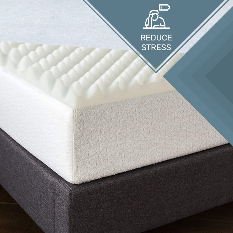 Continental Sleep, 2-Inch Convoluted Egg Shell Breathable Foam Topper, Adds Comfort to Mattress, Queen
