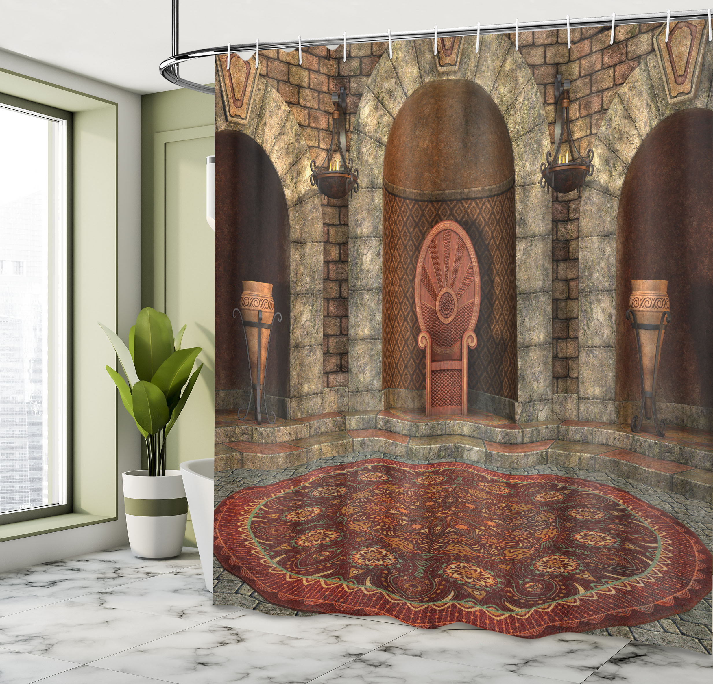 Oliver Gothic Shower Curtain King Vintage Burgundy Grey Wayfair