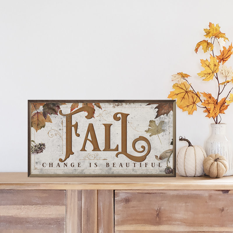 Feuilles d'automne patinées, L 16 po x H 8 po, Blanc