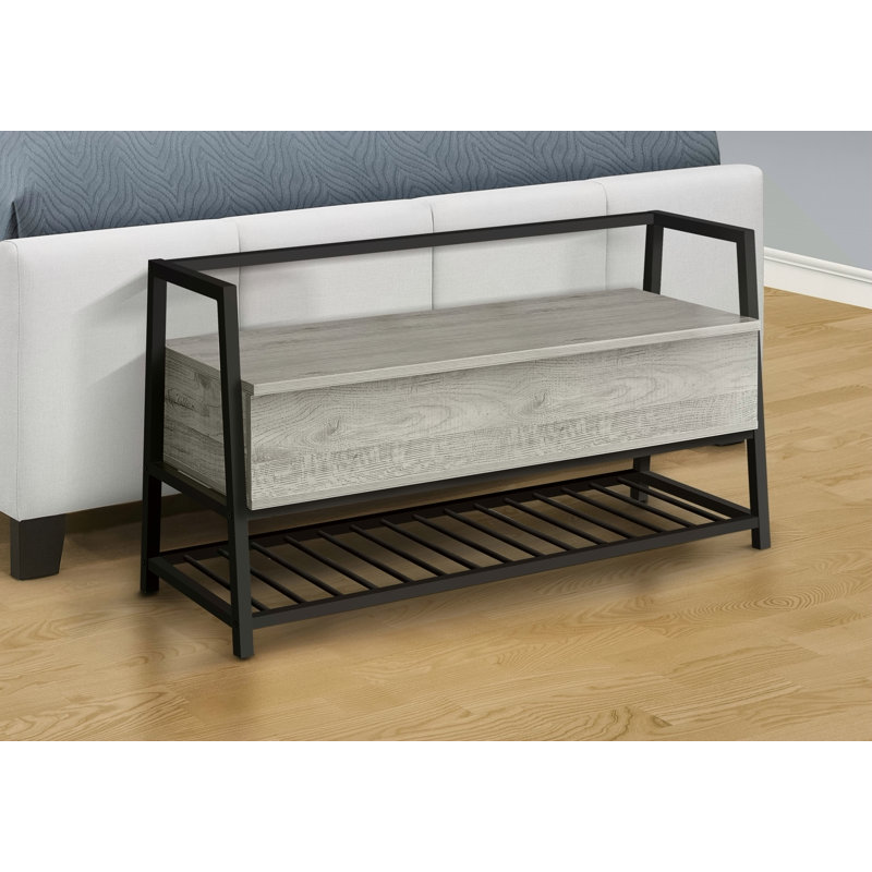 Banc, vestibule, couloir, rangement, 42 po rectangulaire, stratifié, métal, contemporain, moderne, Gris