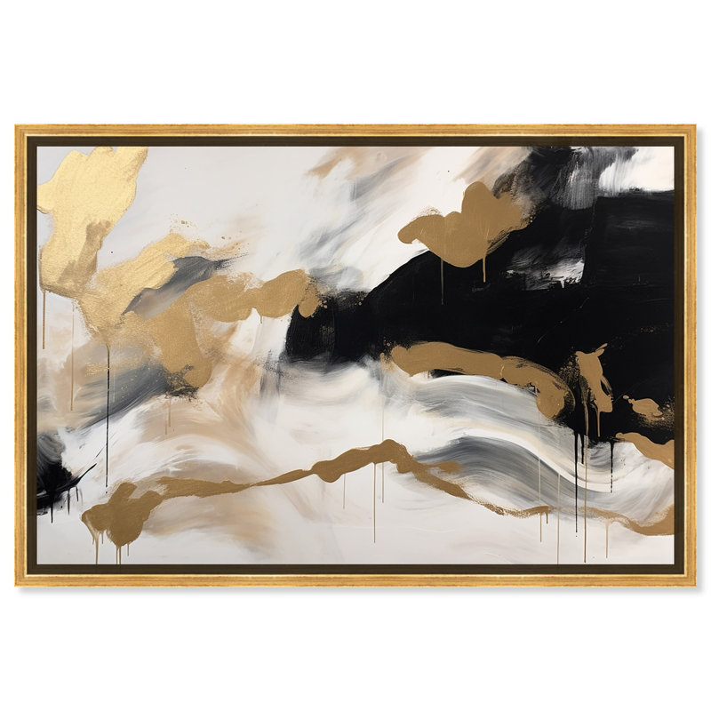 «Melting Clouds With Gold Canvas» par Art Remedy, Cadre doré, H 37 po x l 55 po