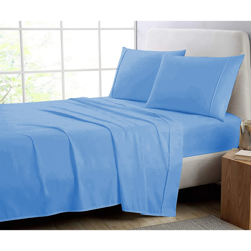 Super Soft 200 Thread Count Microfiber Brushed Fitted Bed Sheet, Single (3'), Light Blue