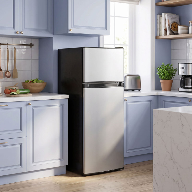 Mini-frigo avec congélateur de 7,7 pi³, thermostat réglable, blanc, White