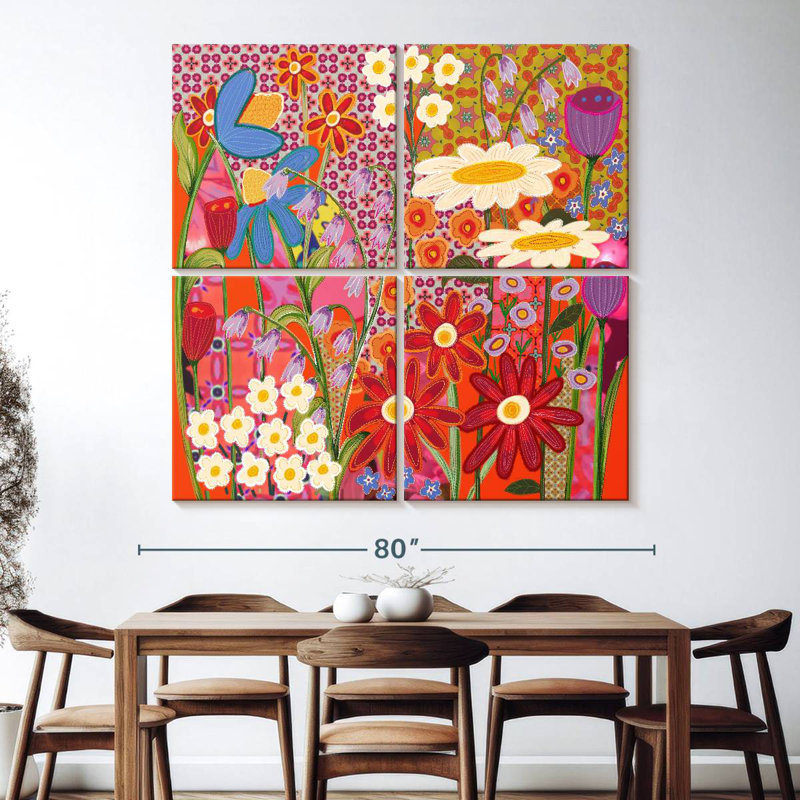 Harnek Flower Fabric II, 74" H x 74" W
