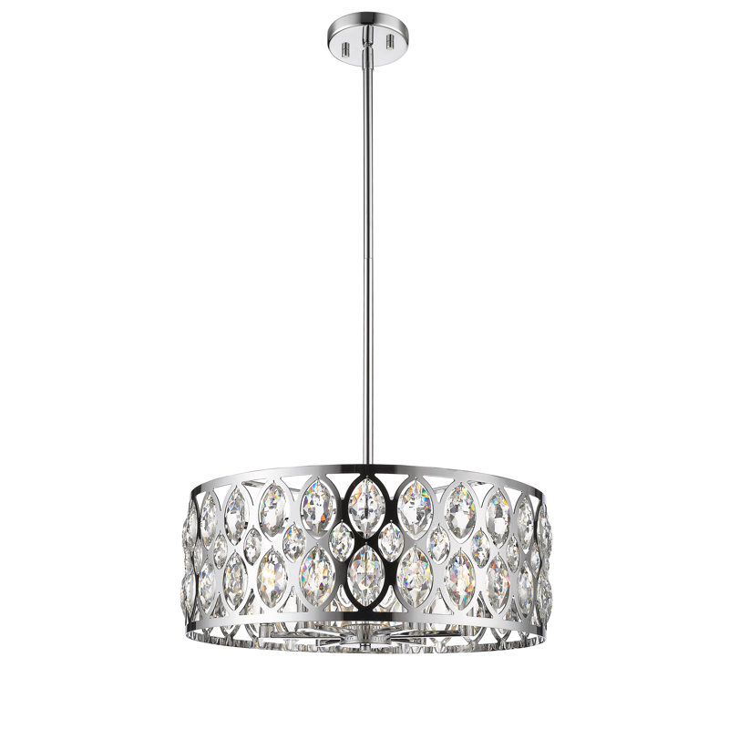 Delphina 6 - Light Dimmable Drum Chandelier, 9" H x 23.25" W x 23.25" D, Chrome