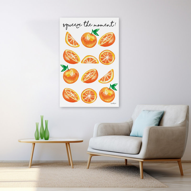 Squeeze The Moment - Contemporary Inspirational Oranges Squeeze The Moment Art, 32" H x 48" W