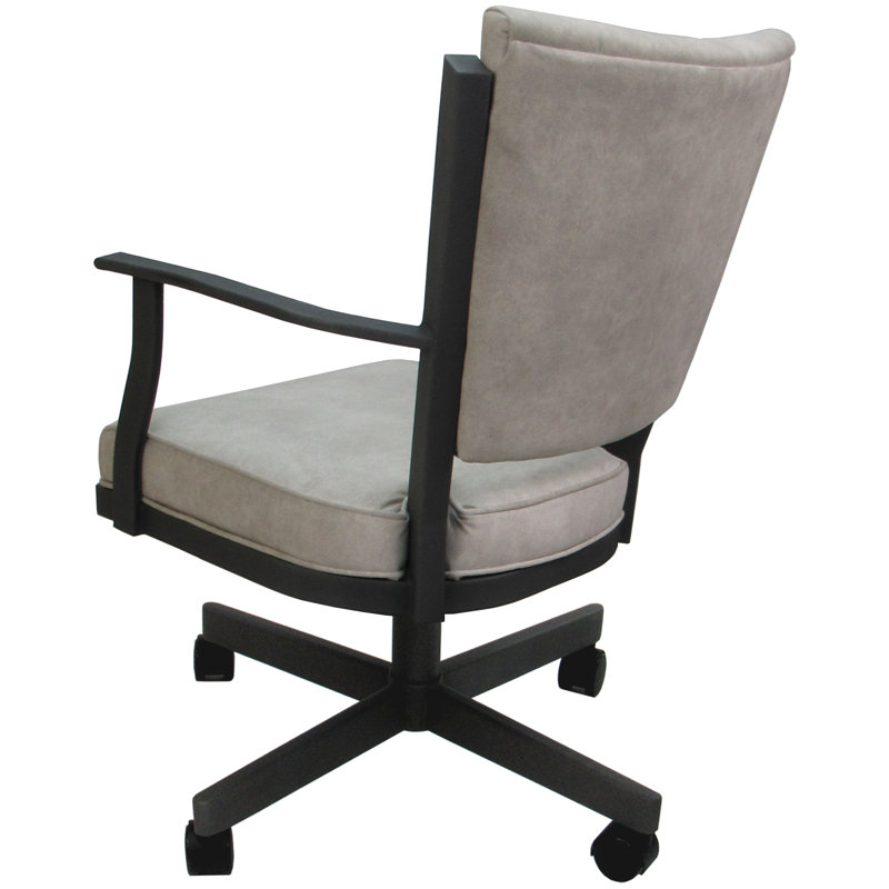 Danyael Metal Dining Caster Chair with Arms, Gray, Outlier Stucco