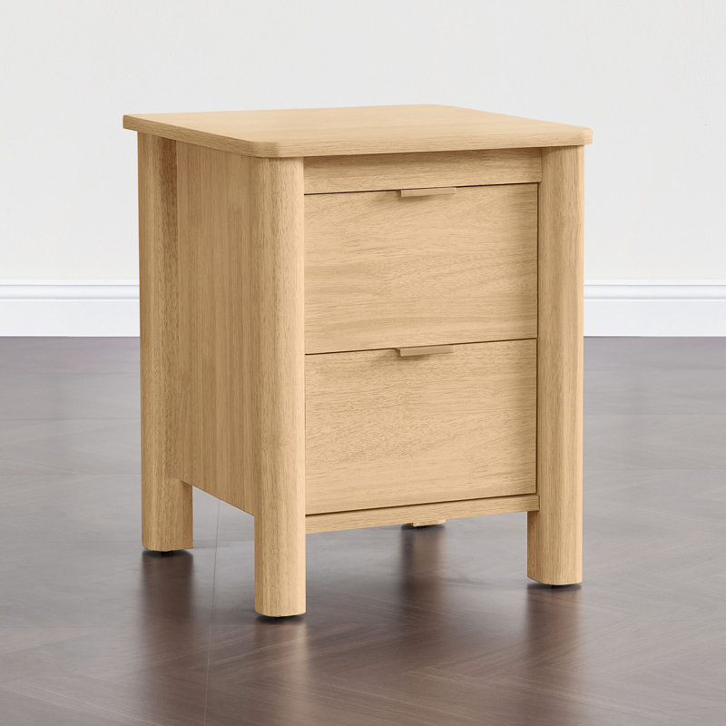 15.8" W Nightstand - 3-Tier Storage, Metal Accents