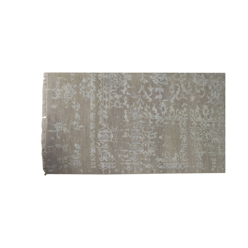 Hand-Knotted High-Quality Silver and Aqua Area Rug
