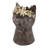 8.5X7.7X12.4" Magnesium Cat Statue Planter With Textured Brown Finish And Gold Leaf Crown