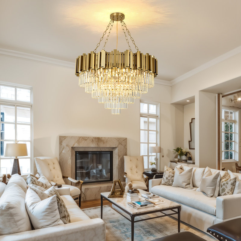 Malise Chandelier, 22.83" H x 30.71" W x 22.83" D, Brass, 17 Lights