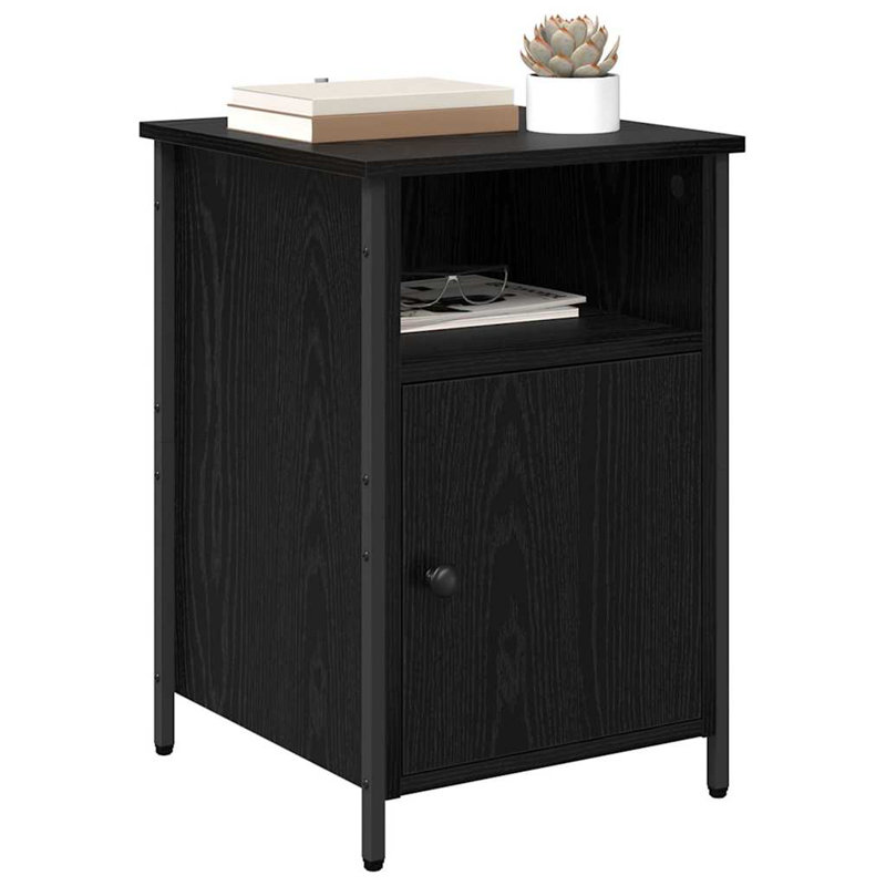 40cm W Manufactured Wood Bedside Table, Black Oak