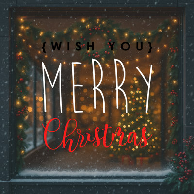 Adhésif décoratif pour fenêtre Wish You Merry Christmas - Cozy Lights